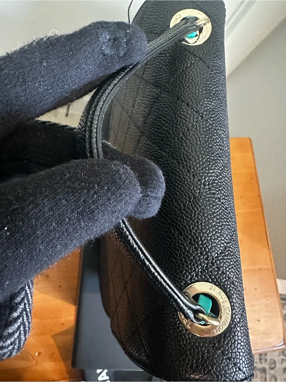 Chanel Black Quilted Caviar Leather “Paris-Cuba” Thread Around Flap Bag